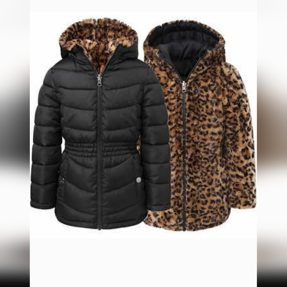 Steve Madden Youth Parka, black medium 10/12 reversible light nwt